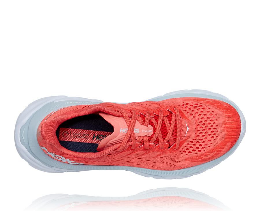 Hoka One One Koşu Ayakkabısı Kadın Kırmızı/Beyaz - Clifton Edge - TY2106983